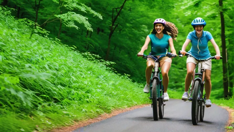 a winding trail surrounded by lush greenery in Winston Salem