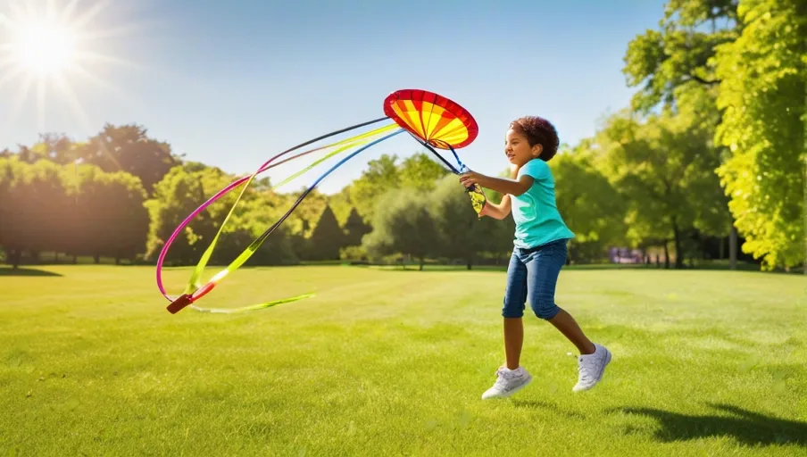 and a hula hoop  in a bright sunny park