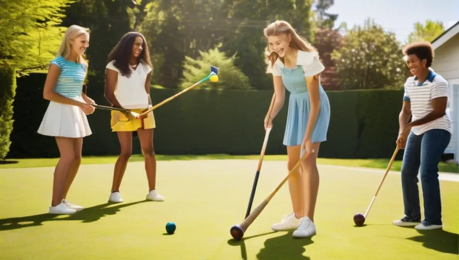 classic game of croquet with friends in a sundrenched backyard