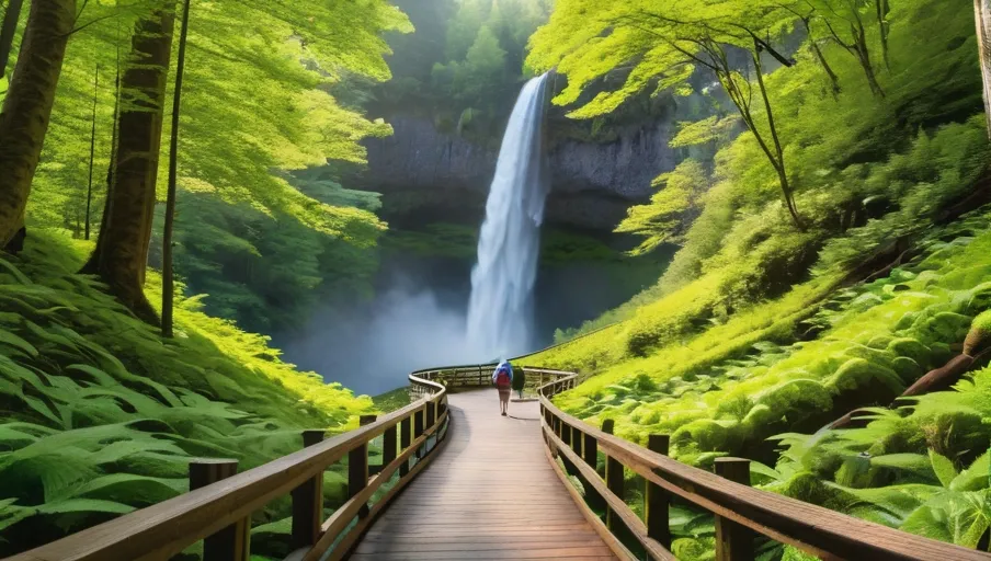 of vibrant green foliage crystalclear streams and a majestic waterfall