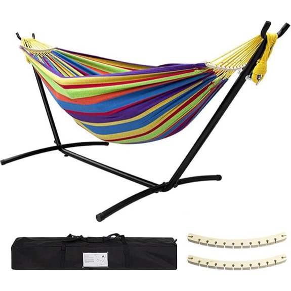 SZHLUX Double Hammock with Stand (450lb) Bundle