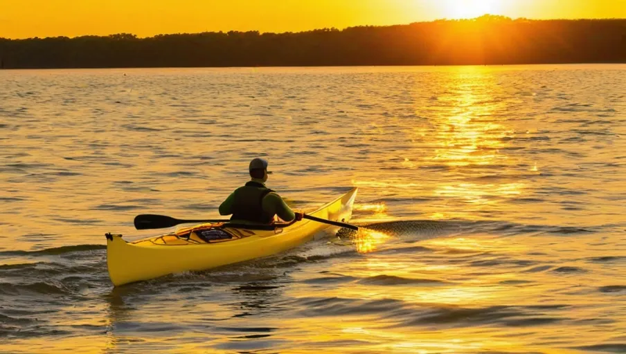 the Chesapeake Bay with the sun setting in the background