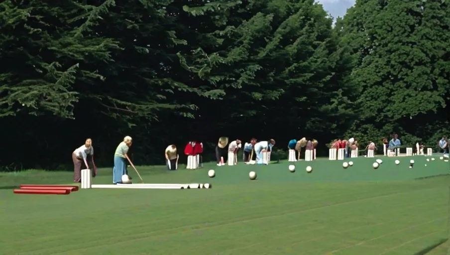 the grass and ten pins set up at the end