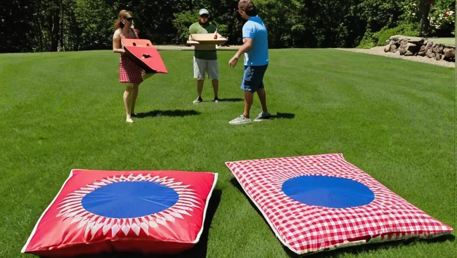 with a picnic blanket laid out in the grass nearby